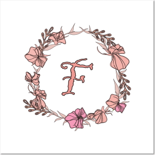 Letter F Rose Pink Initial Monogram - Letter f Posters and Art